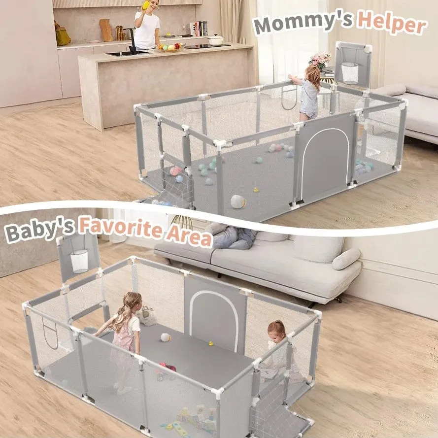Large Fabric Playpen With Zip Door - 182 cm x 122 cm