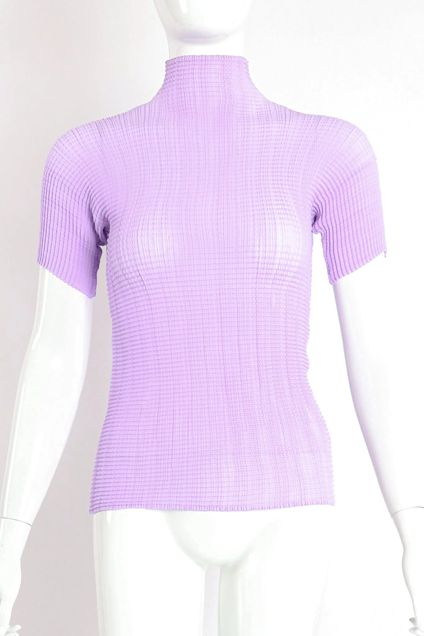 Lavender Pleated Turtleneck Top