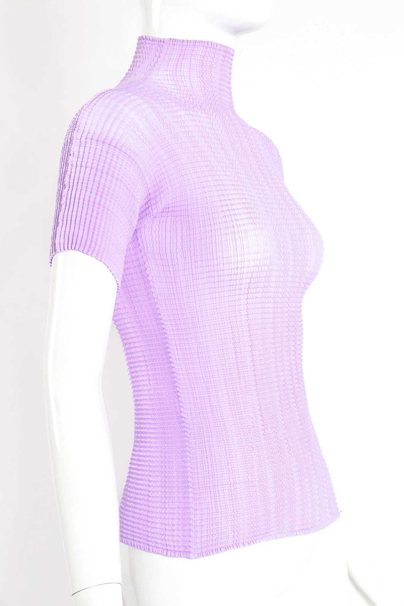 Lavender Pleated Turtleneck Top