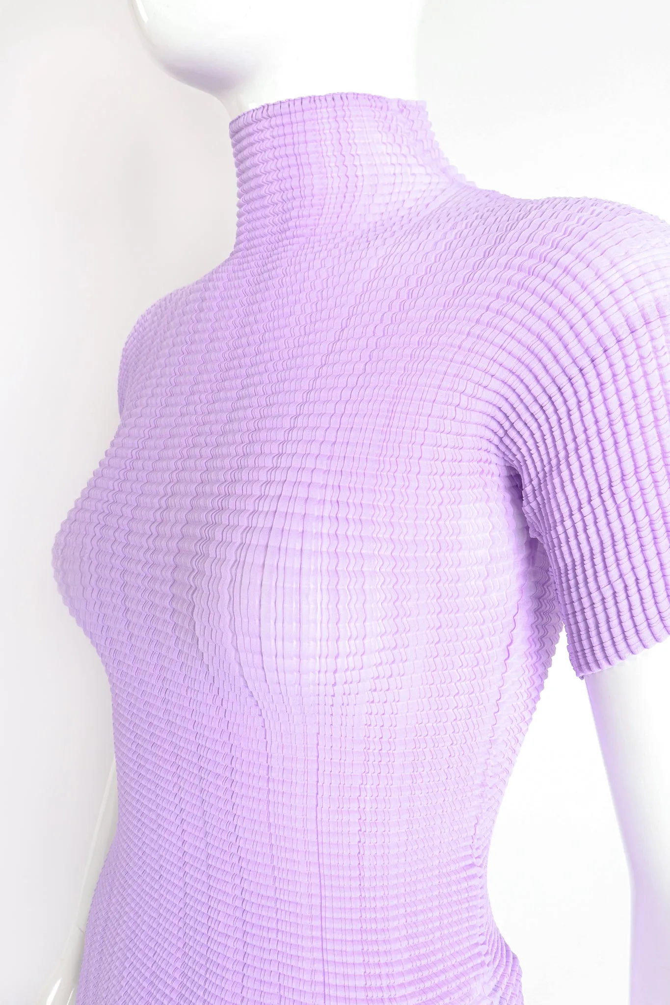 Lavender Pleated Turtleneck Top
