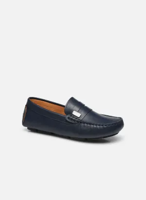 LEATHER LOAFERS, BACK LOGO PATCH MINI ME,NAVY