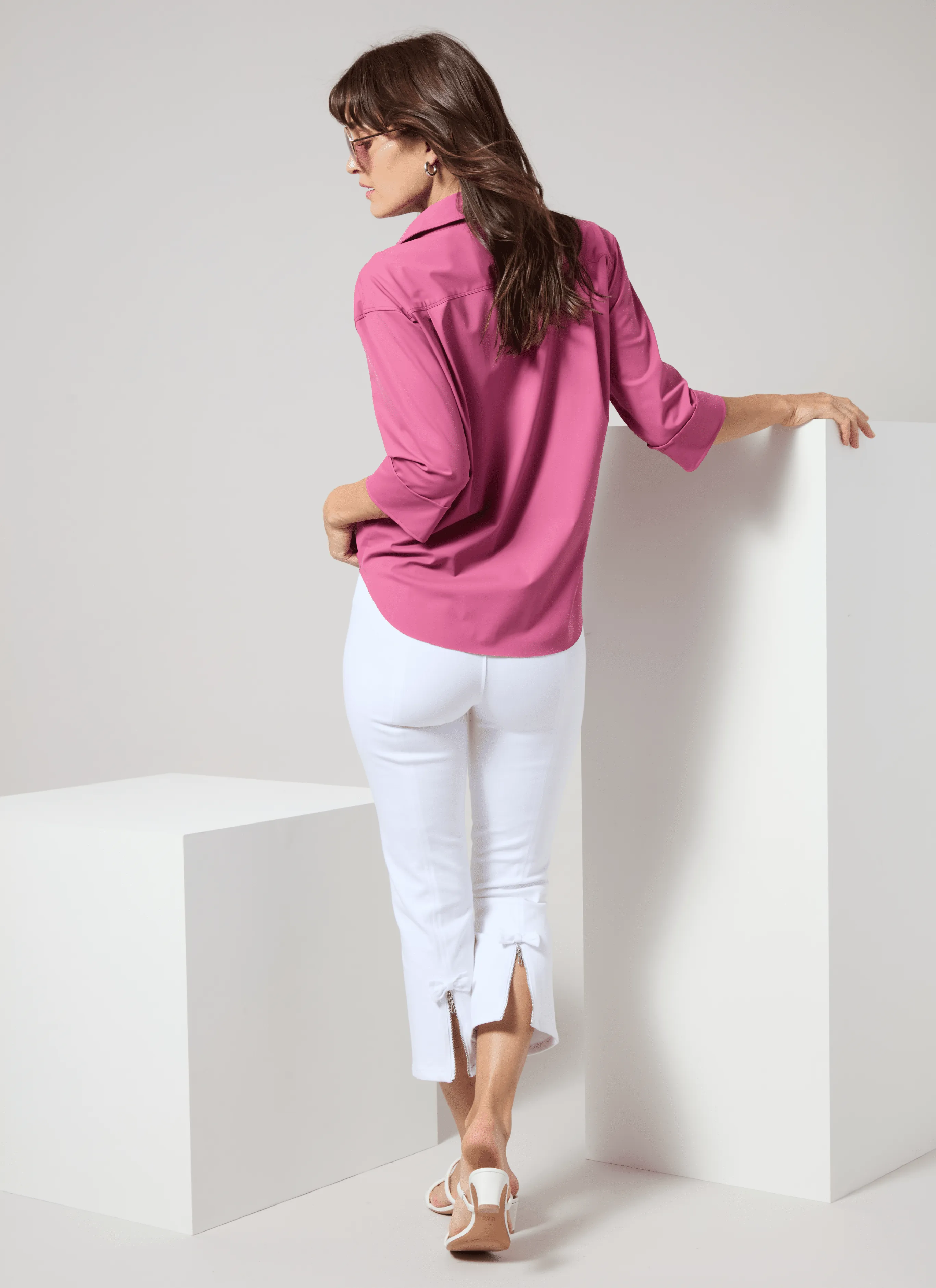 Lizzette Bow Detail Crop Flare Denim (24" Inseam)