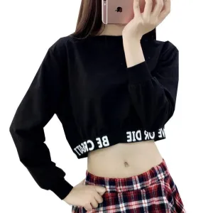 Long Sleeve Round Neck Crop Sweatshirt