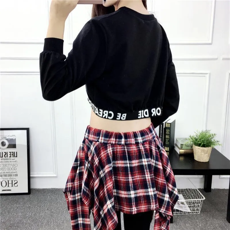 Long Sleeve Round Neck Crop Sweatshirt