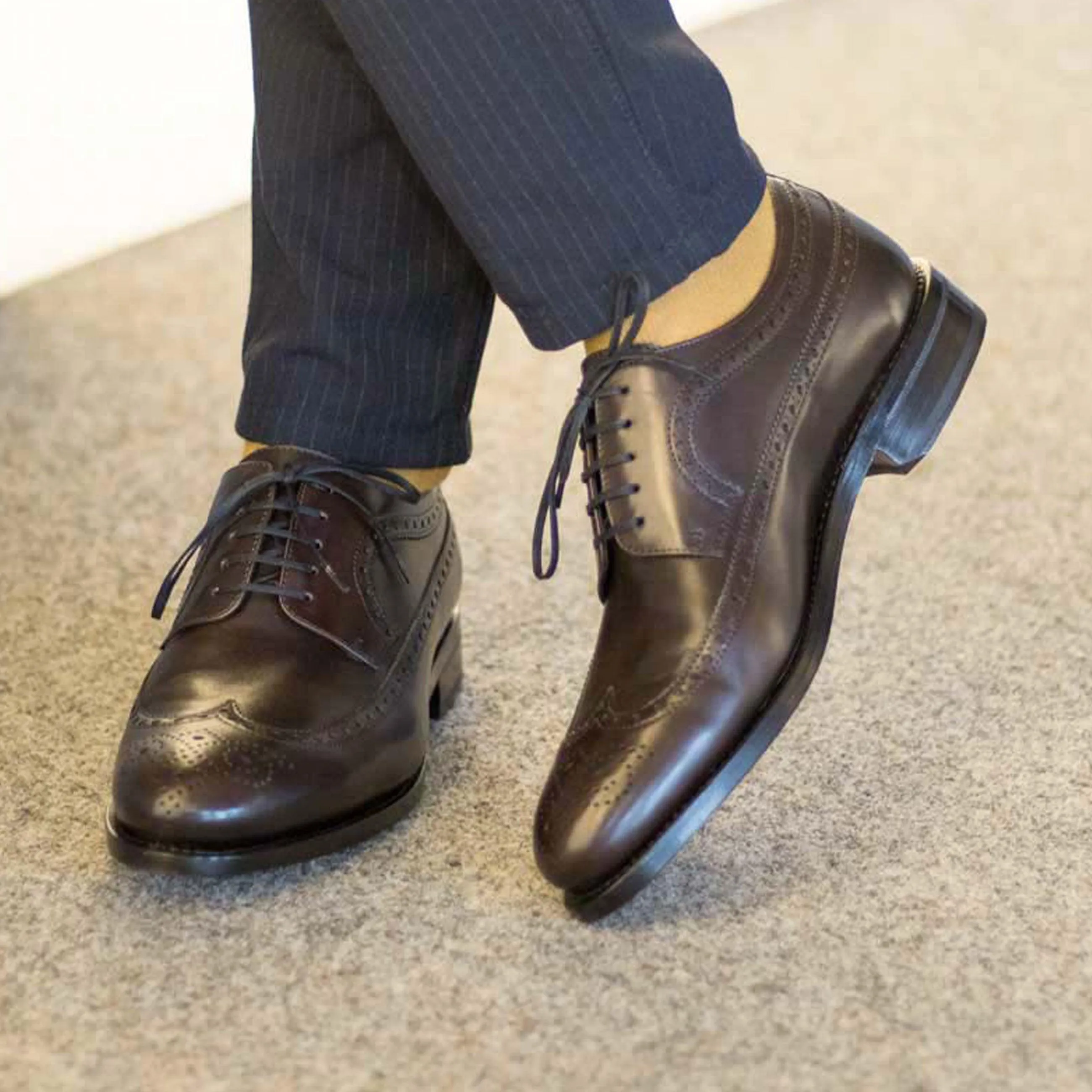 Longwing Blucher dark brown box calf
