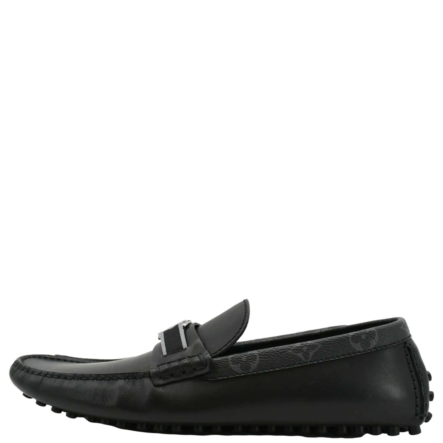 LOUIS VUITTON Hockenheim Moccasin Leather Loafers Black US 10