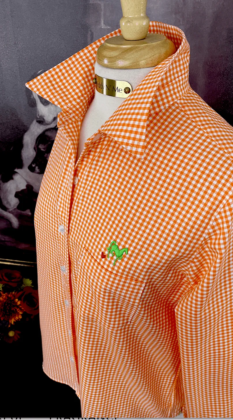 LOVE MIDDY SHIRT IN ORANGE GINGHAM