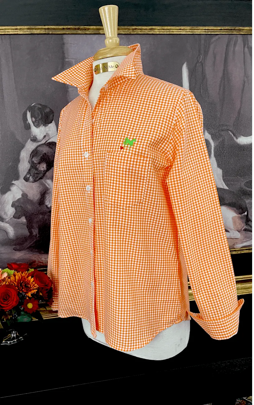 LOVE MIDDY SHIRT IN ORANGE GINGHAM