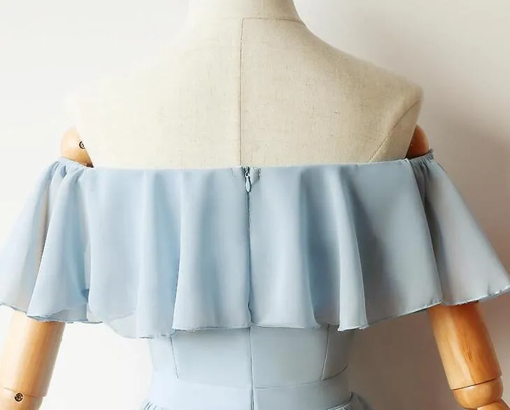 Lovely Short Chiffon Off Shoulder Simple Party Dress, Knee Length Formal Dress