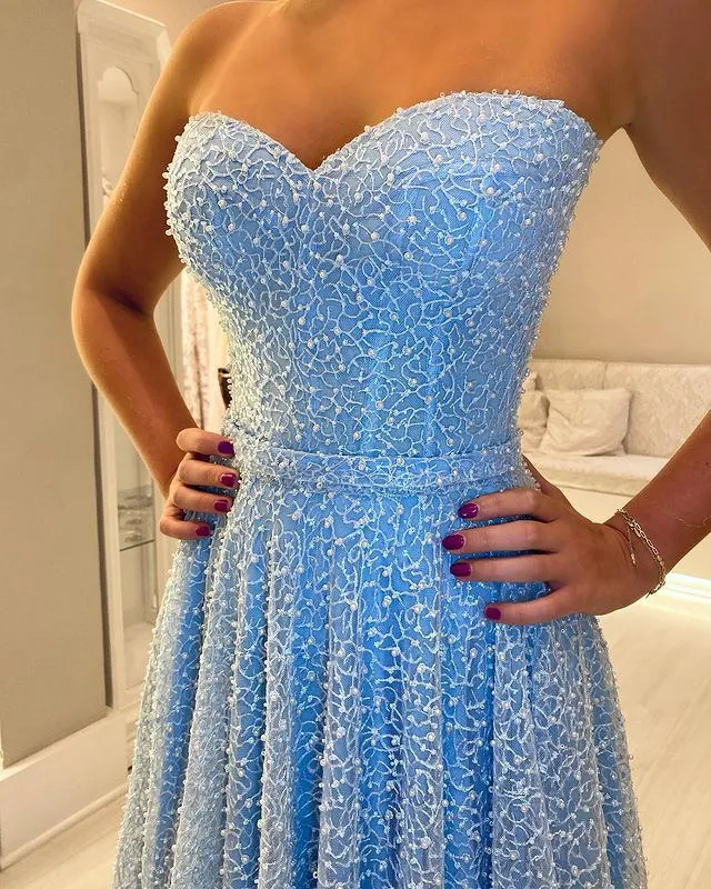 Lovely Sweetheart A-line Tulle Simple Long Prom Dresses,SFPD0135