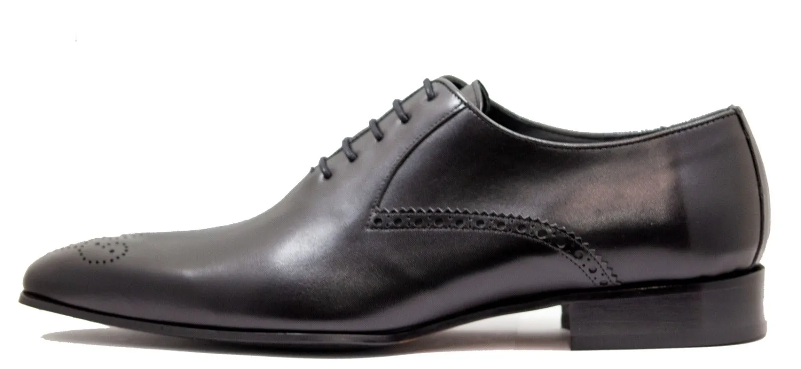 Luciana Men's Black wholecut oxford with wingtip 7771