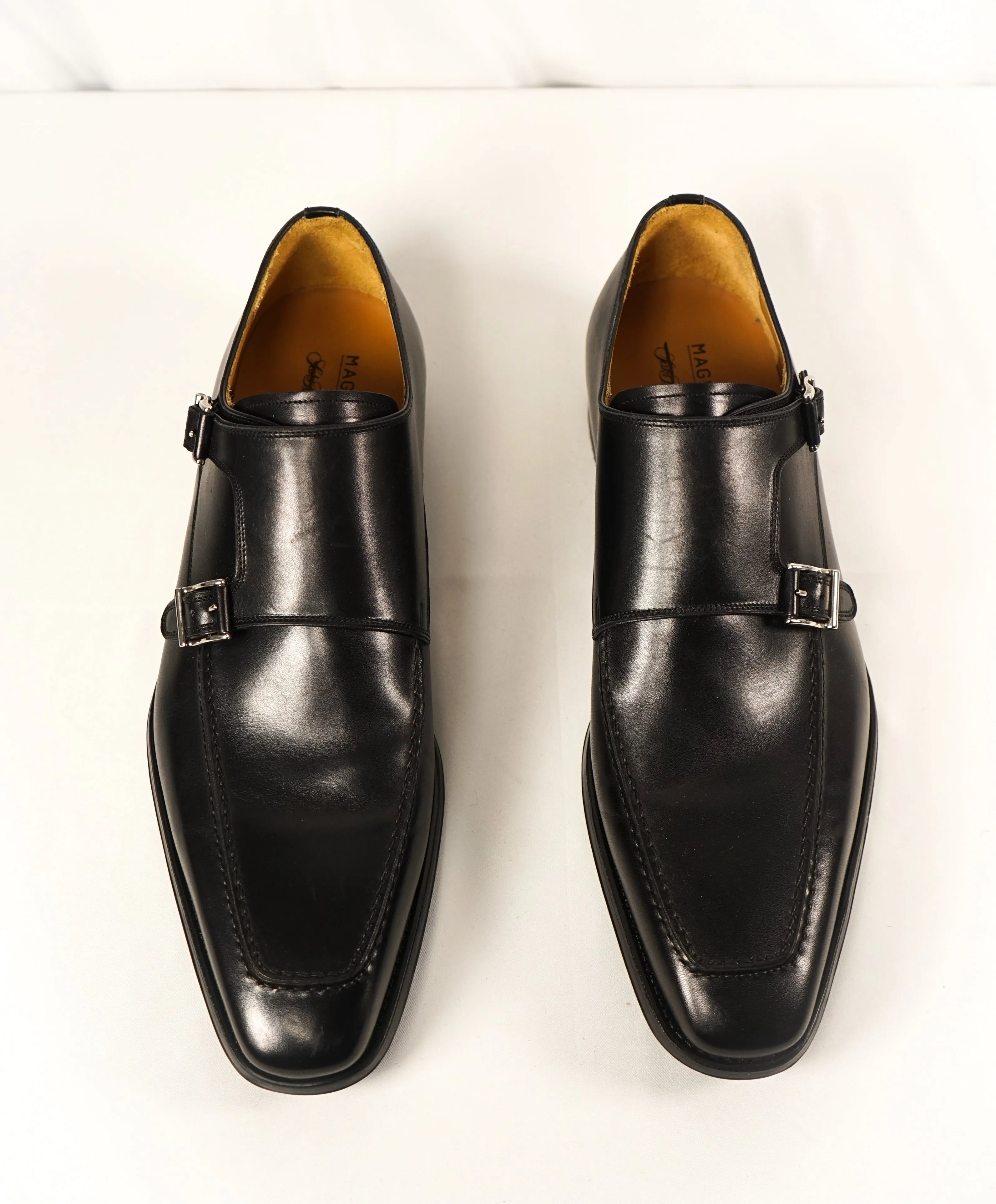 MAGNANNI for SFA - Double Monk Strap Loafers Black Durable Rubber Sole - 11
