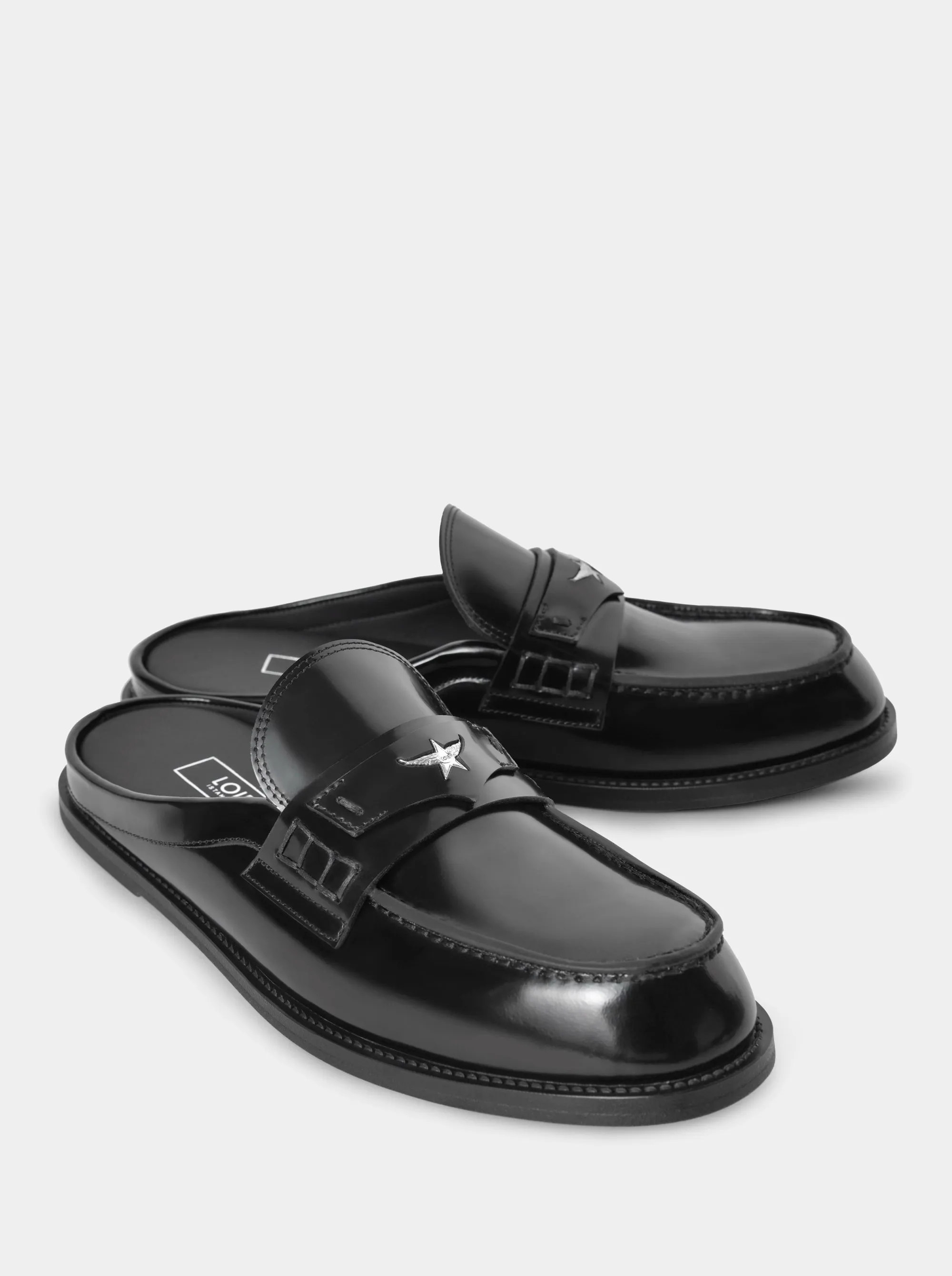 MAMO BLACK PATENT MULES SLIPPERS