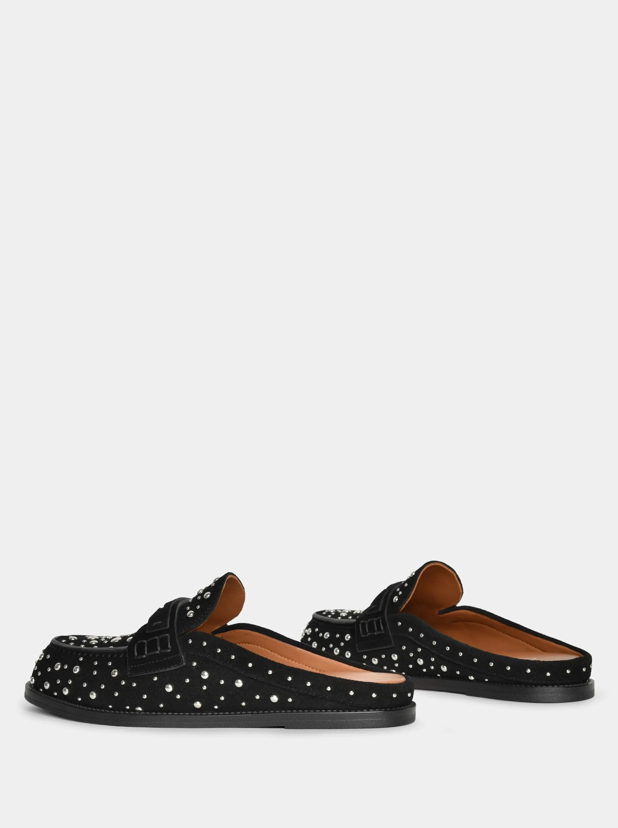 MAMO PING BLACK SUEDE MULES SLIPPERS
