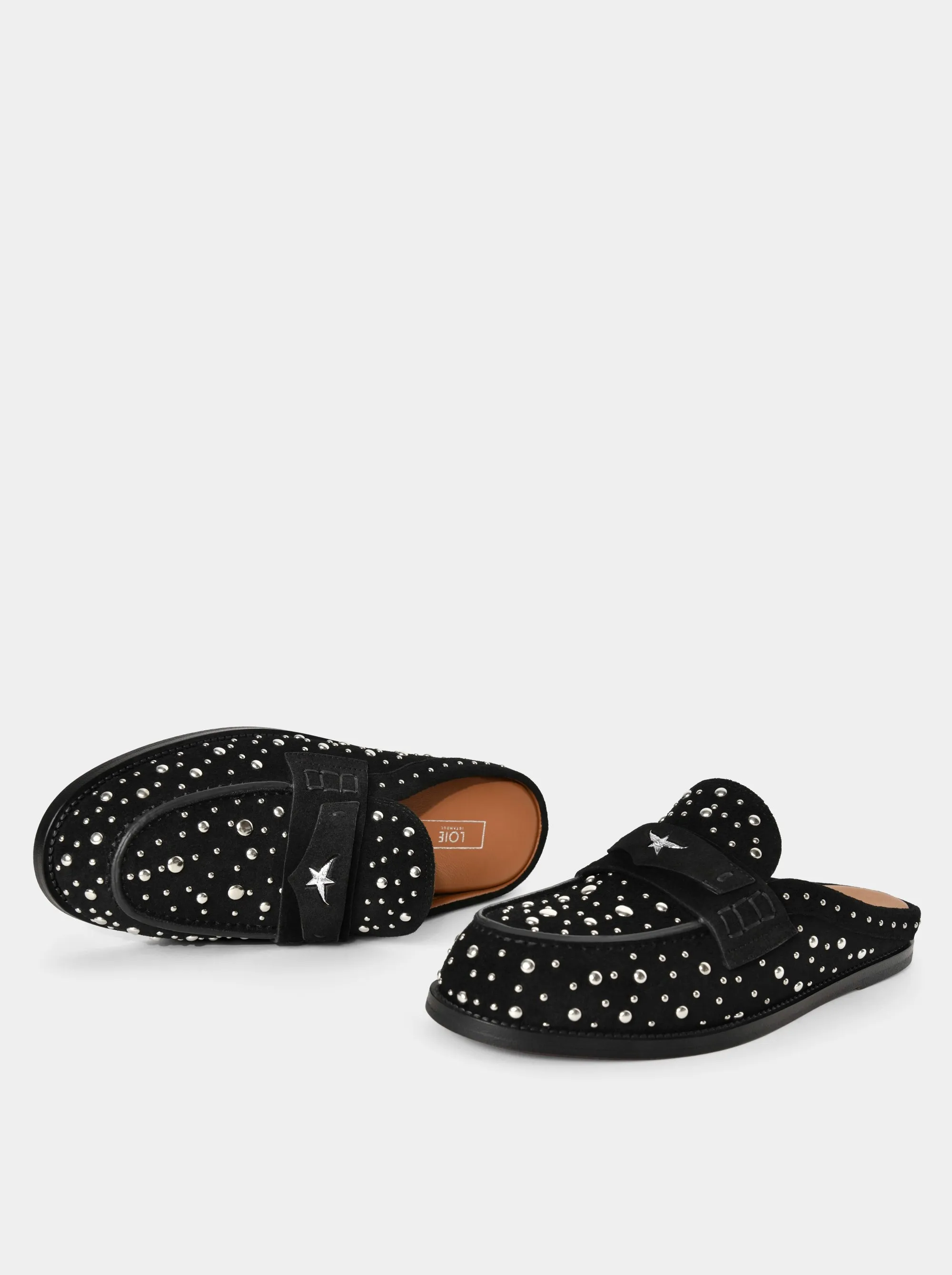 MAMO PING BLACK SUEDE MULES SLIPPERS