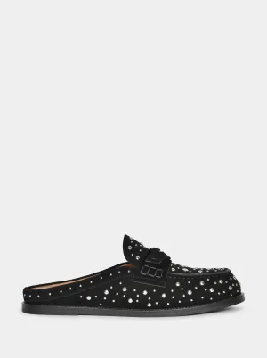 MAMO PING BLACK SUEDE MULES SLIPPERS