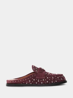 MAMO PING BURGUNDY SUEDE MULES SLIPPERS