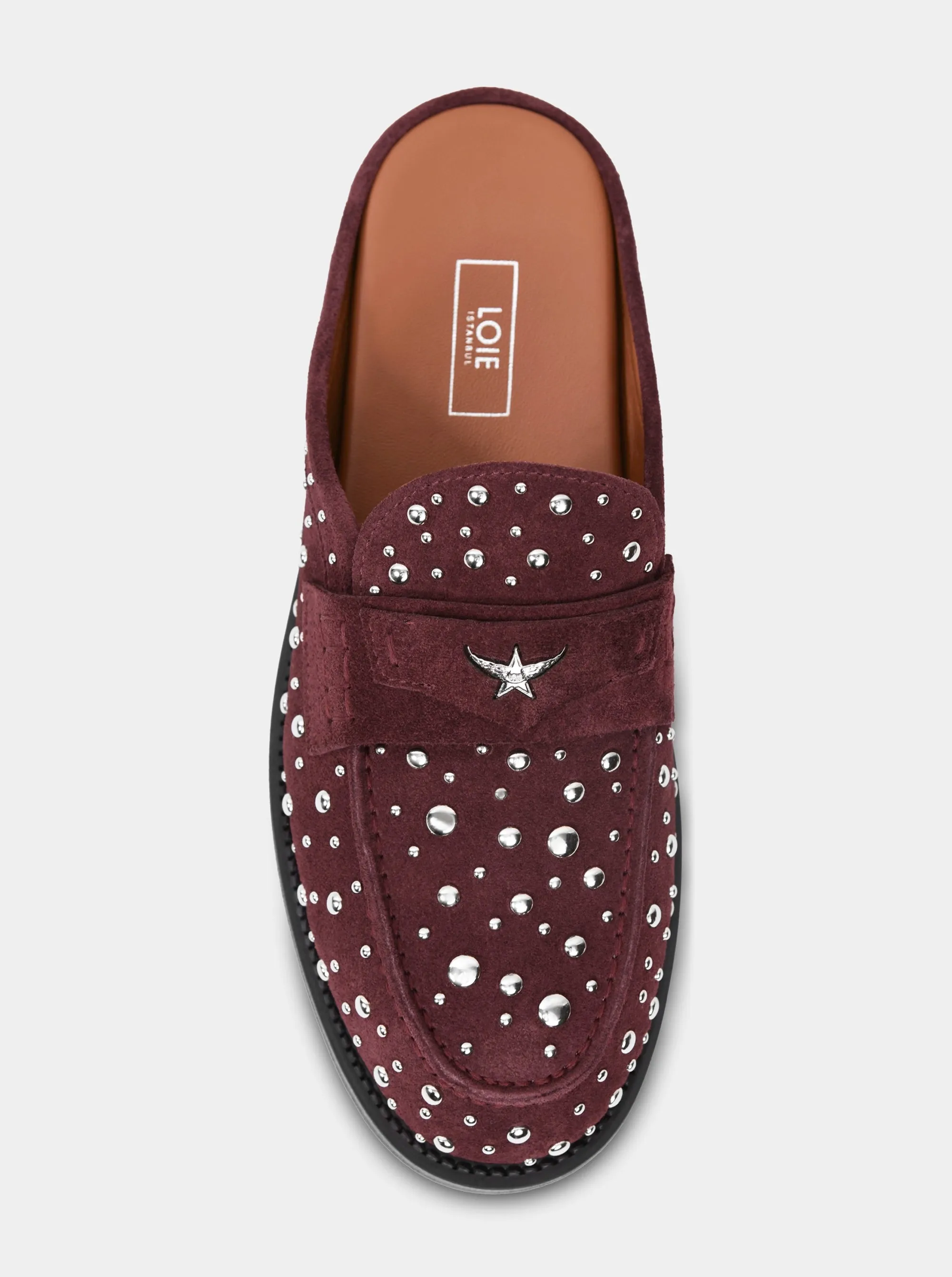 MAMO PING BURGUNDY SUEDE MULES SLIPPERS
