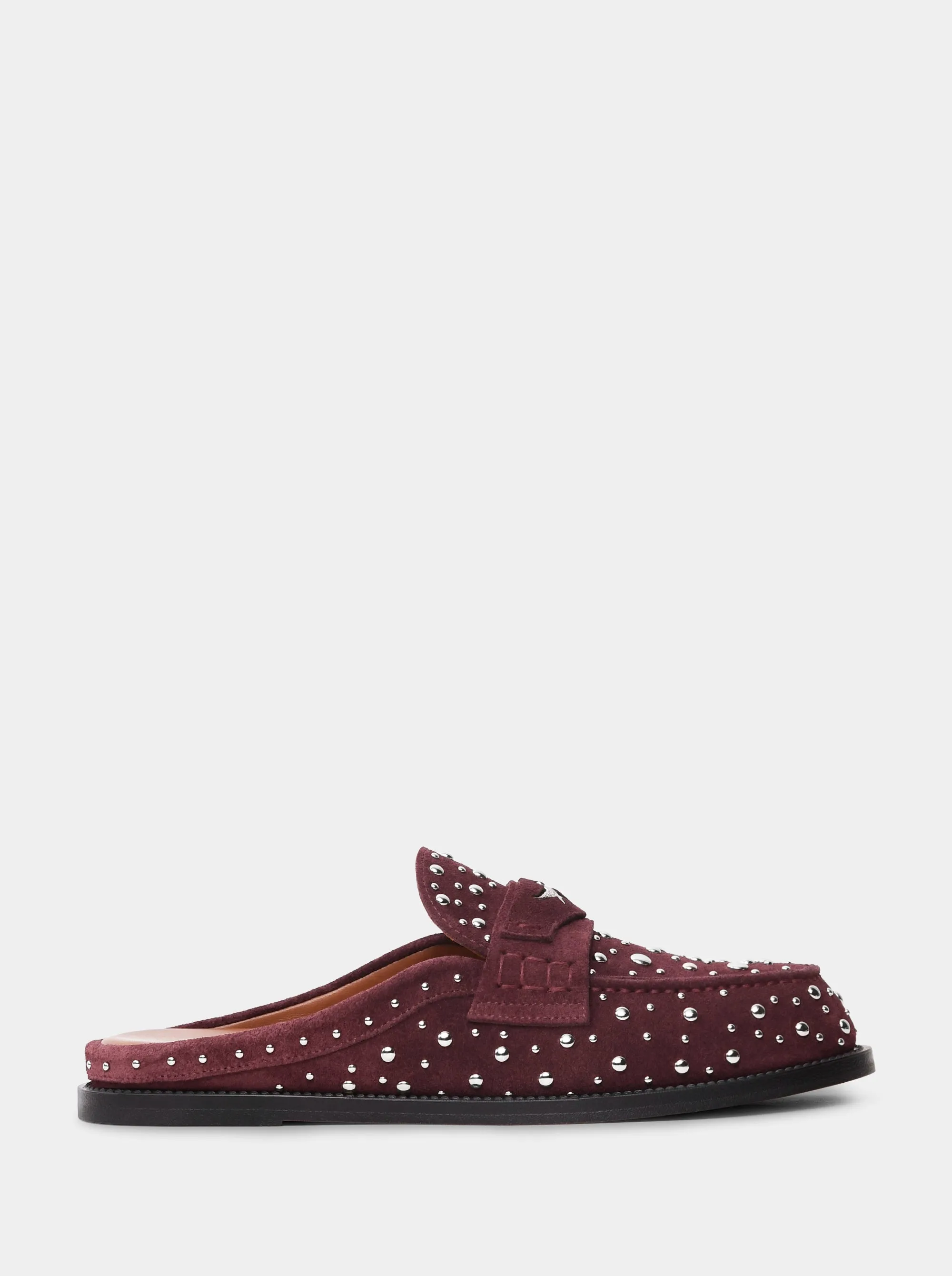 MAMO PING BURGUNDY SUEDE MULES SLIPPERS