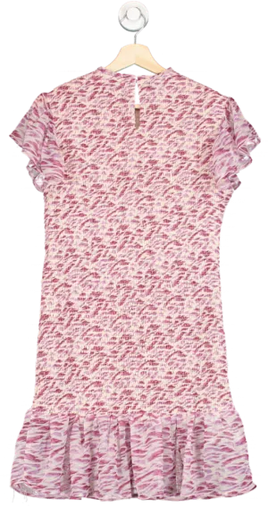 Mango Pink and White Shirred Animal Print Dress XXS