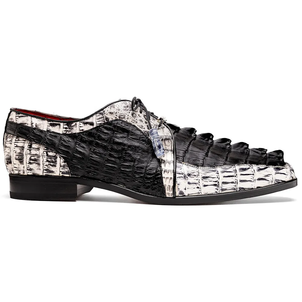 Marco Di Milano Caribe Newspaper / Black Caiman Crocodile Derby Shoes
