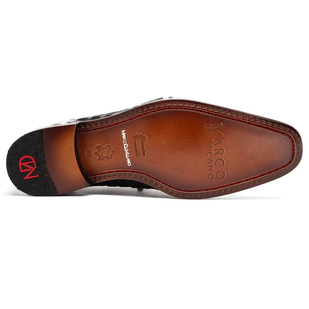 Marco Di Milano Caribe Newspaper / Black Caiman Crocodile Derby Shoes