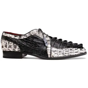 Marco Di Milano Caribe Newspaper / Black Caiman Crocodile Derby Shoes