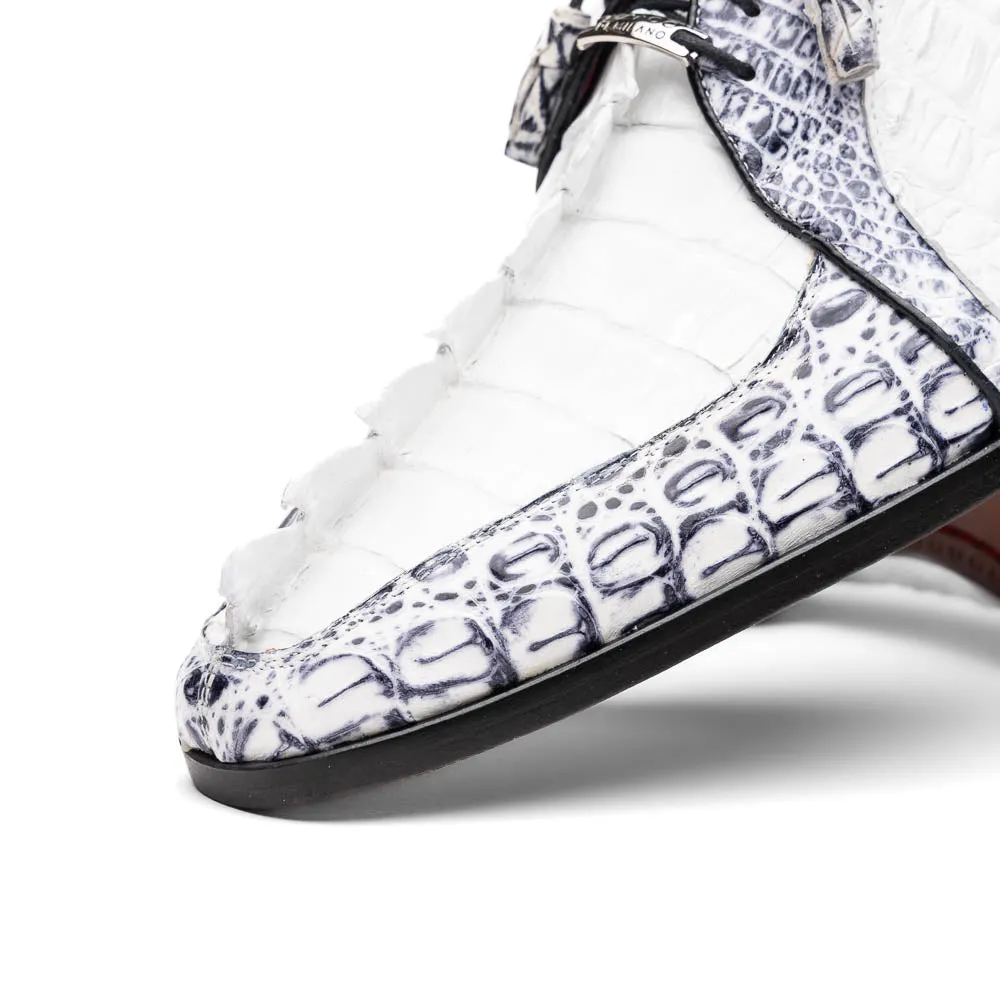 Marco Di Milano Caribe Newspaper/White Caiman Crocodile Derby Shoes