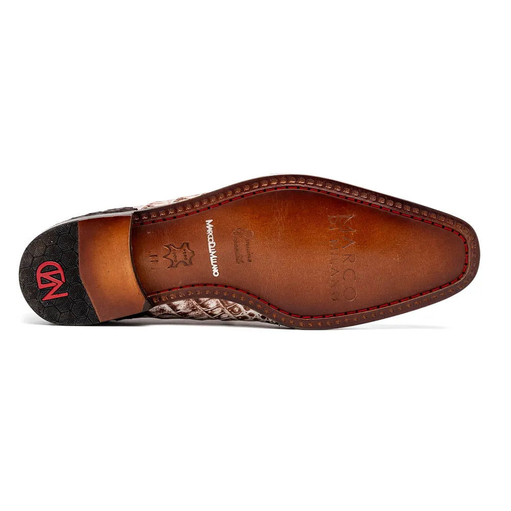 Marco Di Milano Caribe Rustic White / Brown Caiman Crocodile Derby Shoes