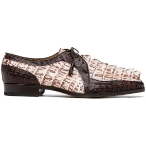 Marco Di Milano Caribe Rustic White / Brown Caiman Crocodile Derby Shoes