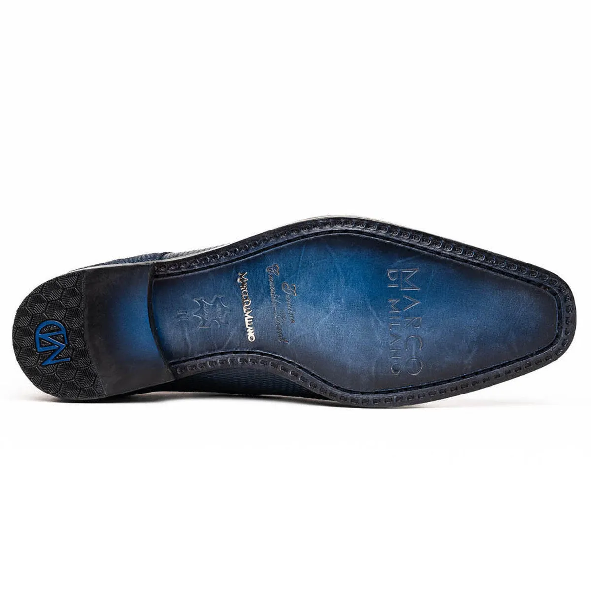 Marco Di Milano Men's Blue Caiman Lizard Derby Shoes Merida