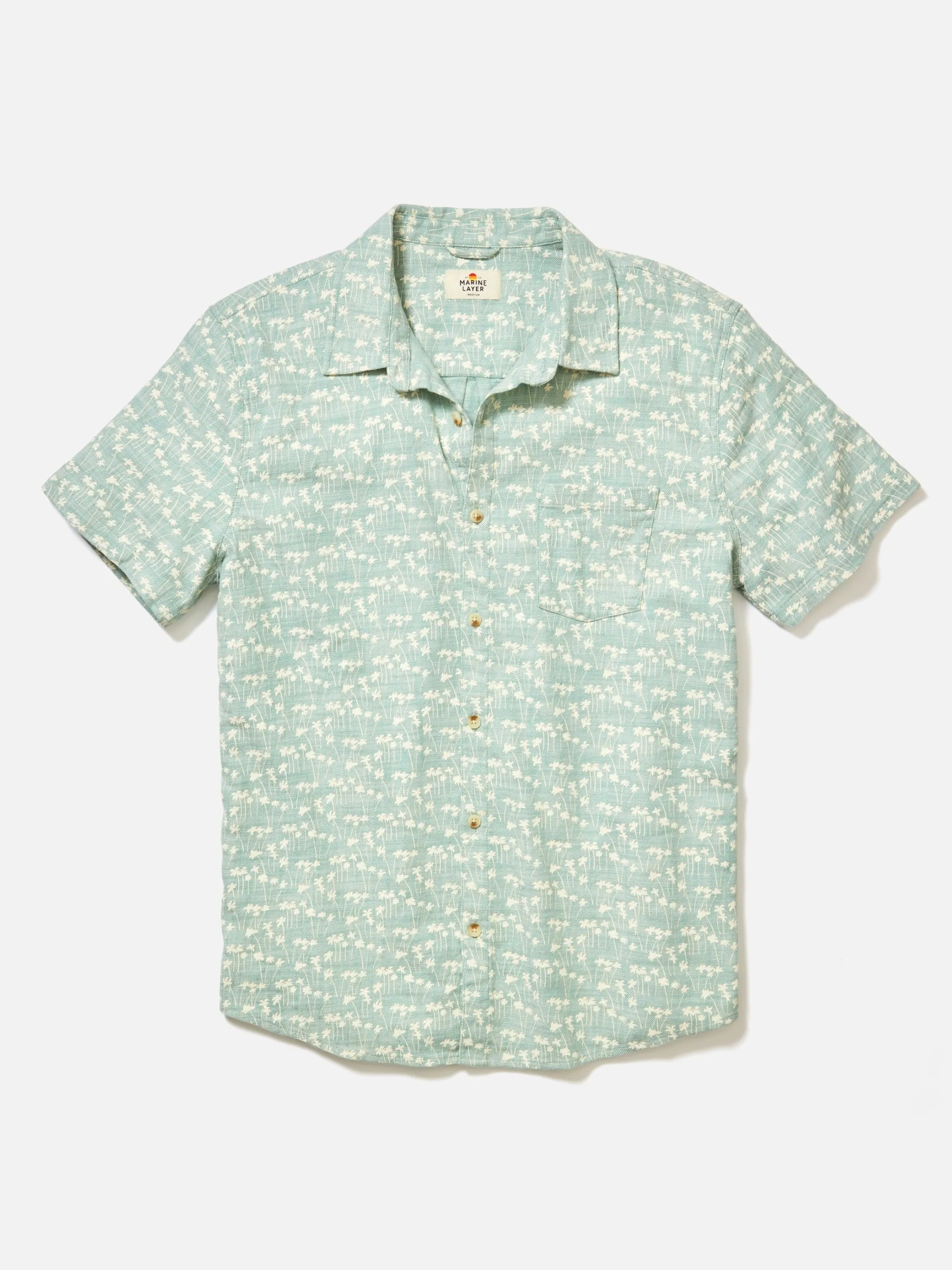 Marine Layer Classic Stretch Selvage Shirt - Green Palm