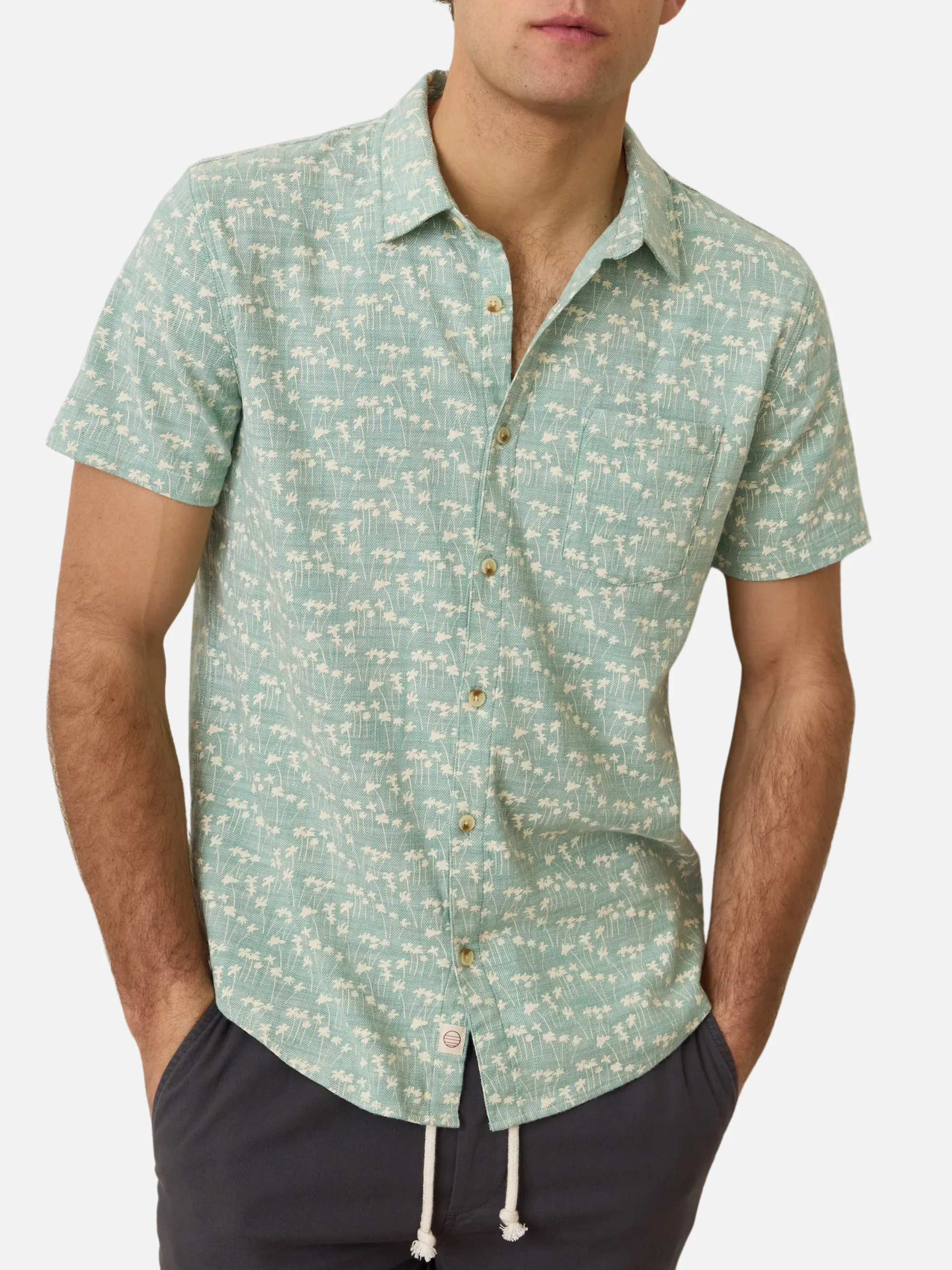 Marine Layer Classic Stretch Selvage Shirt - Green Palm