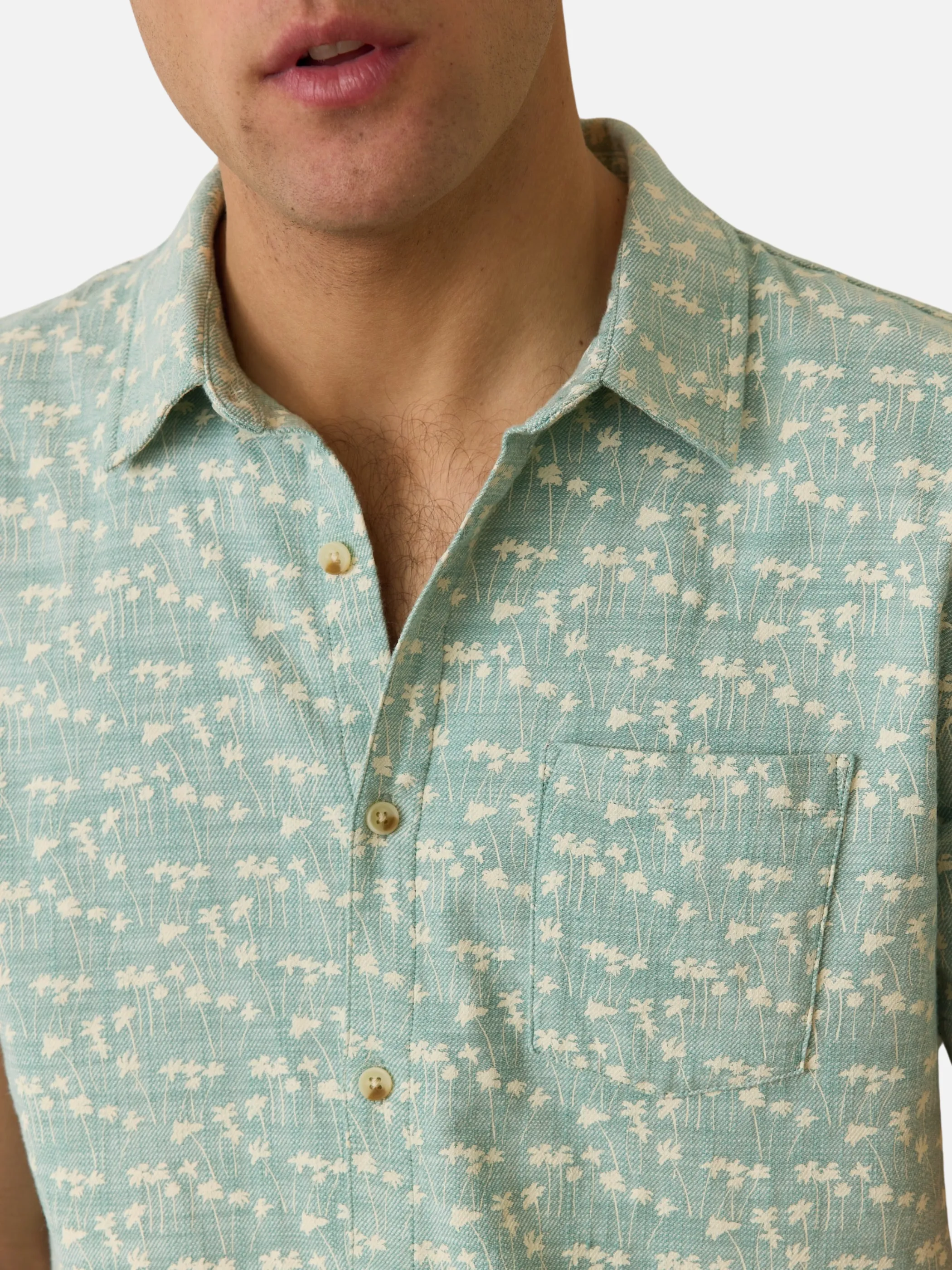 Marine Layer Classic Stretch Selvage Shirt - Green Palm