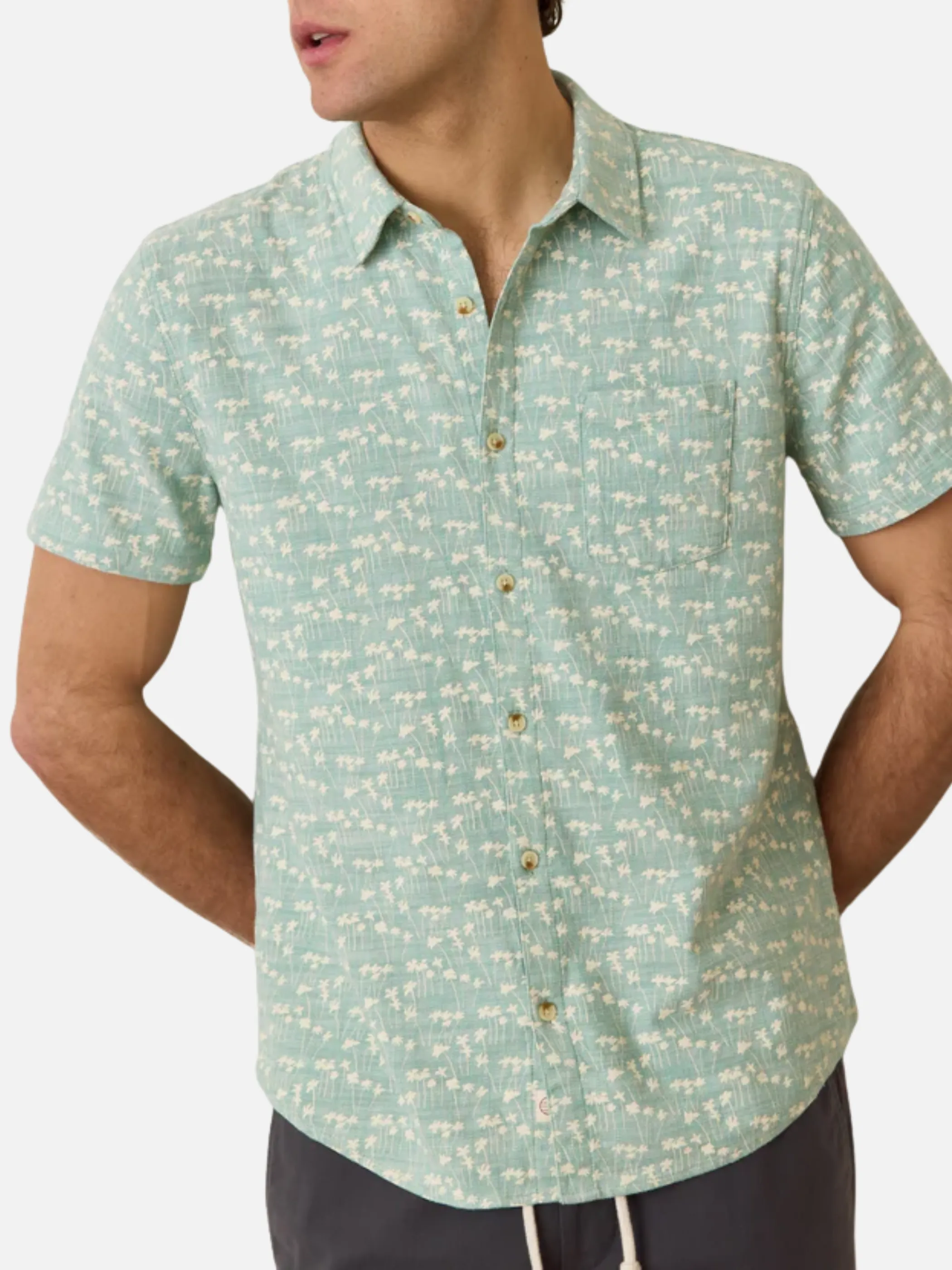 Marine Layer Classic Stretch Selvage Shirt - Green Palm
