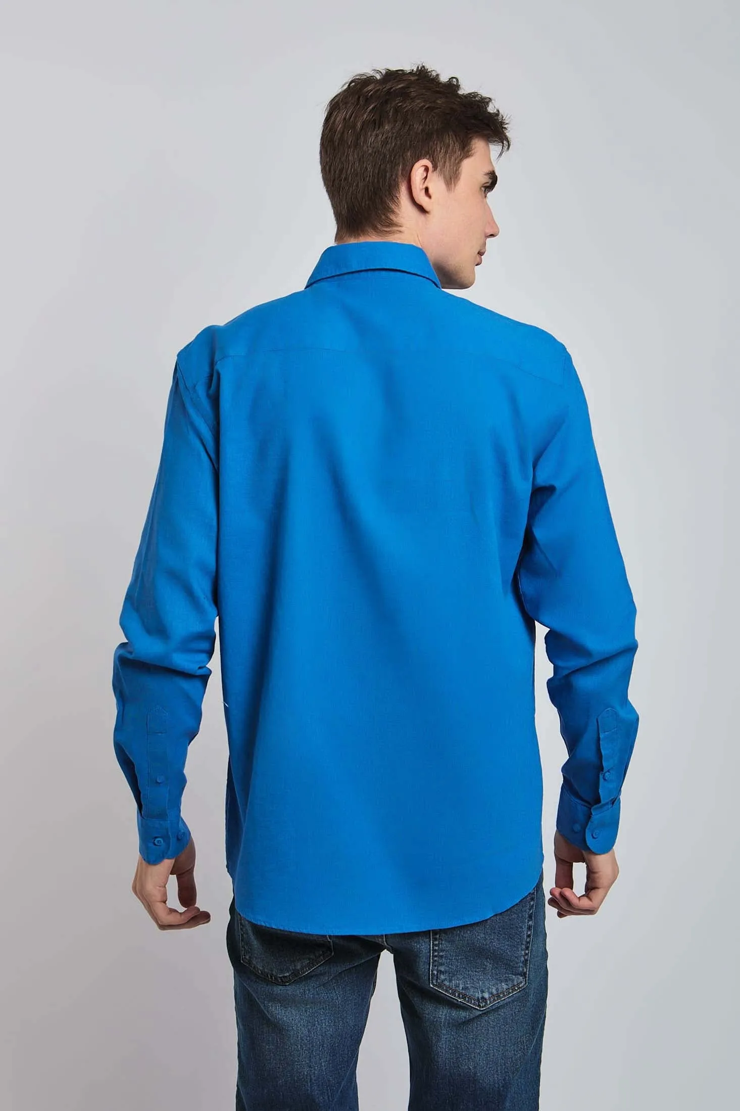 Men Shirt Casual Regular Fit Blue