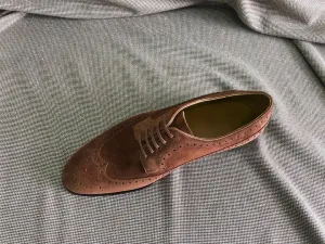 Men's All Brown Suede Leather Wingtips Shoes - Formal Shoes