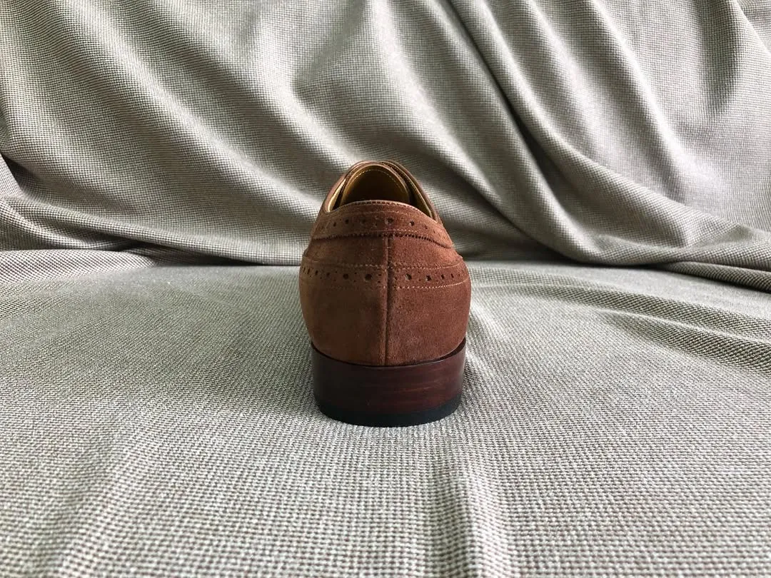 Men's All Brown Suede Leather Wingtips Shoes - Formal Shoes