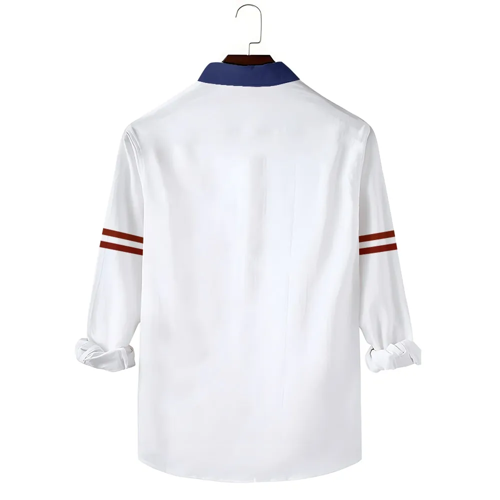 Men's Basic Anchor Print Long-Sleeved Shirt 2408003379
