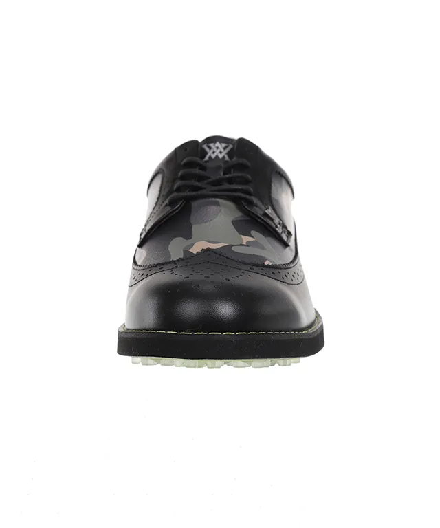 Men's Camo Wingtip Brogue Shoes - Black