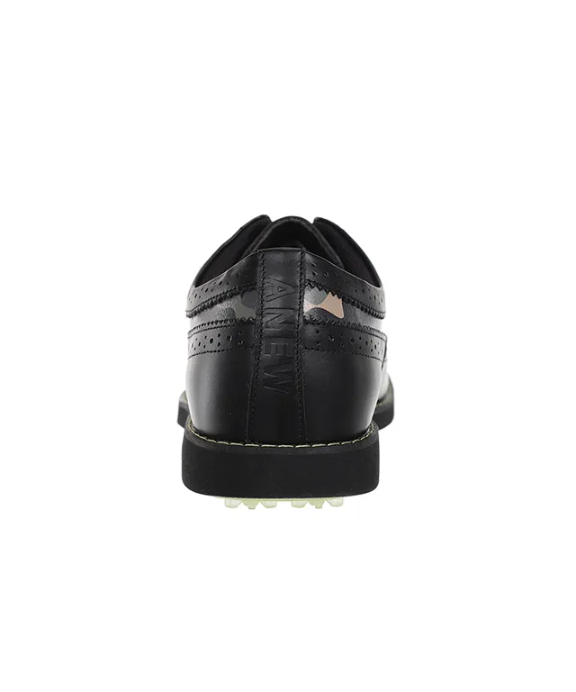 Men's Camo Wingtip Brogue Shoes - Black