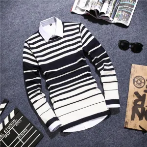 Men's Casual Fashion Striped Pullover