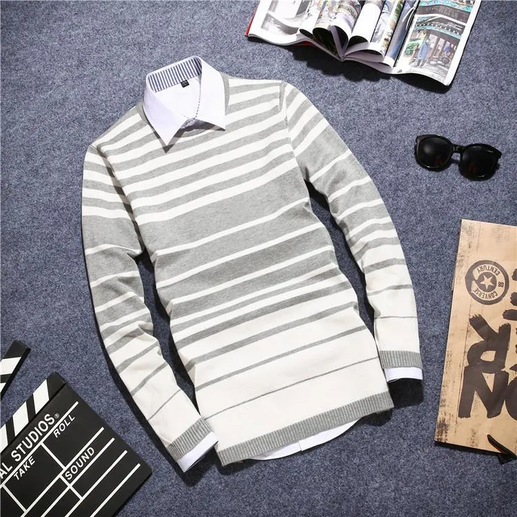 Men's Casual Fashion Striped Pullover