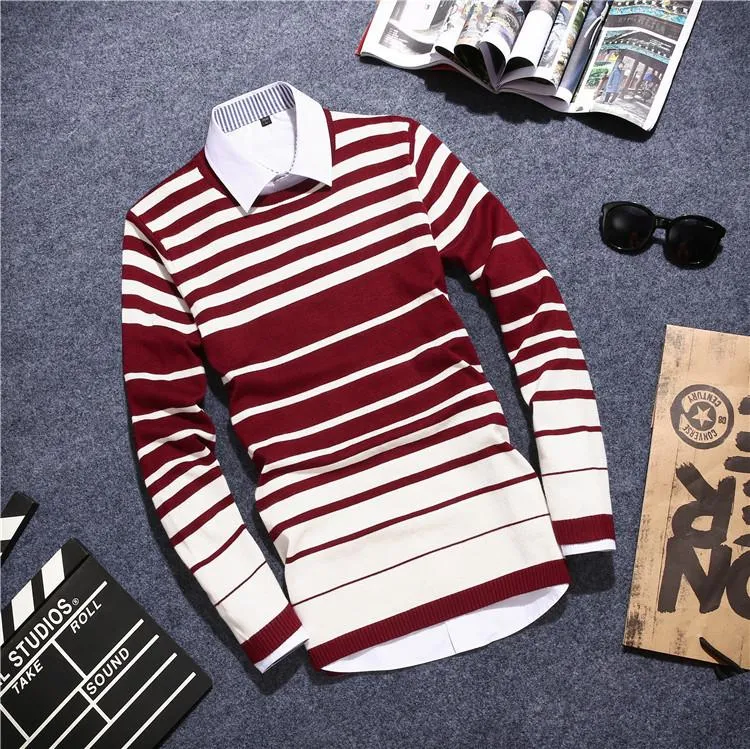 Men's Casual Fashion Striped Pullover