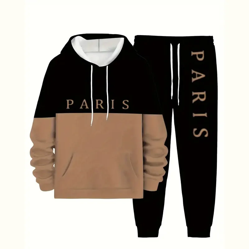 Men's Casual Print Hooded Sweatshirt & Pants Set 2411012841