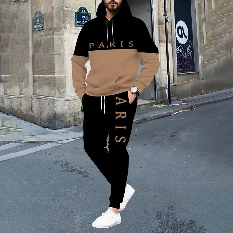 Men's Casual Print Hooded Sweatshirt & Pants Set 2411012841