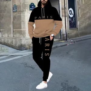 Men's Casual Print Hooded Sweatshirt & Pants Set 2411012841