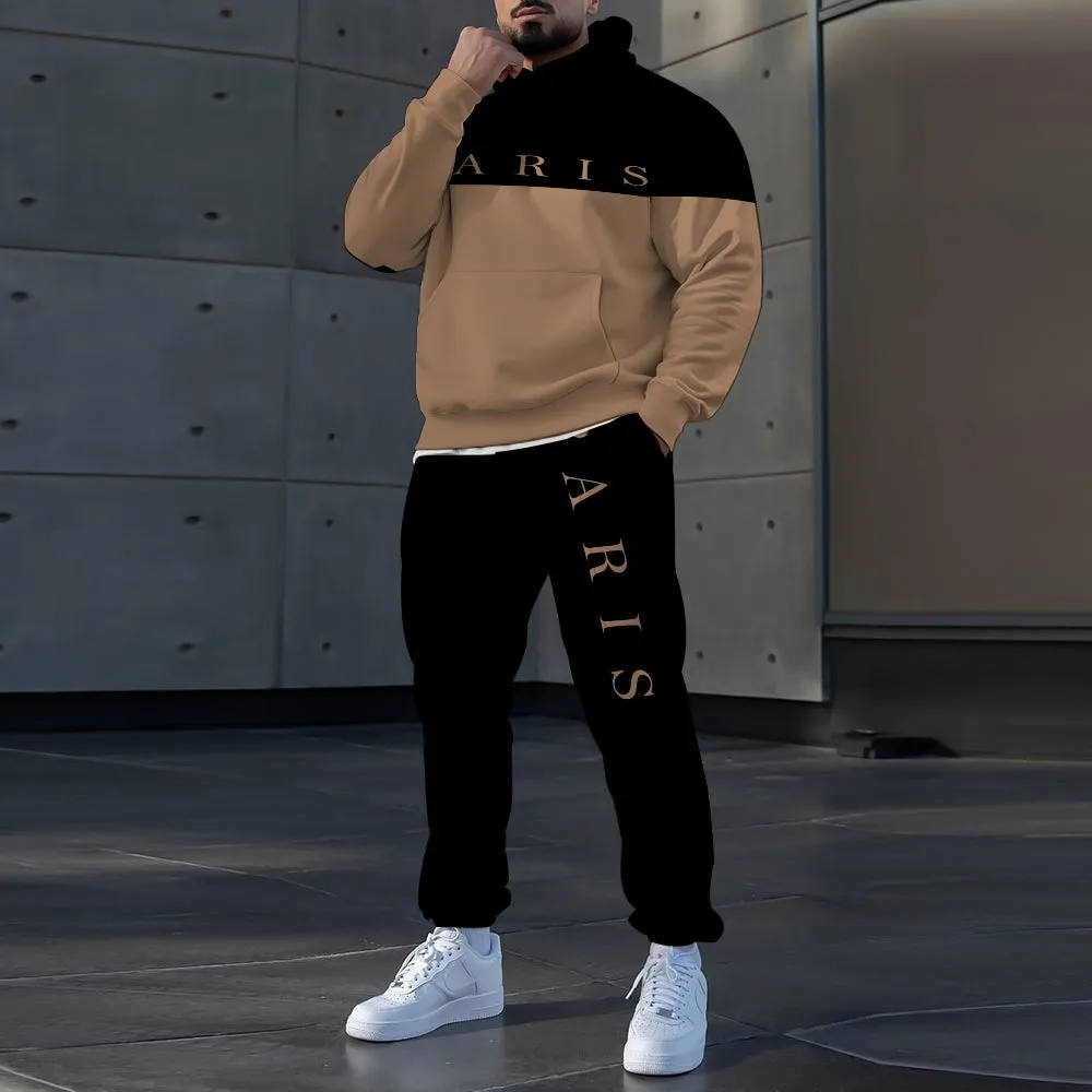 Men's Casual Print Hooded Sweatshirt & Pants Set 2411012841