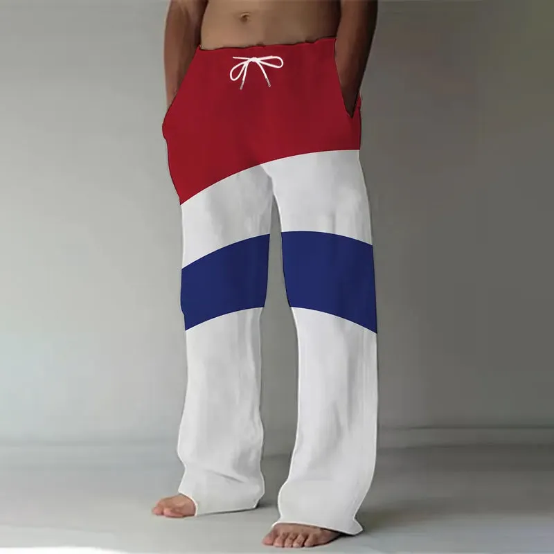 Men's Casual Straight Fit Pants with Drawstring