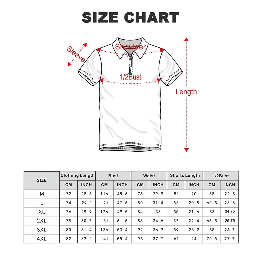 Men's Geometric Print Casual Short-Sleeved Polo Two-Piece Set 2407000731